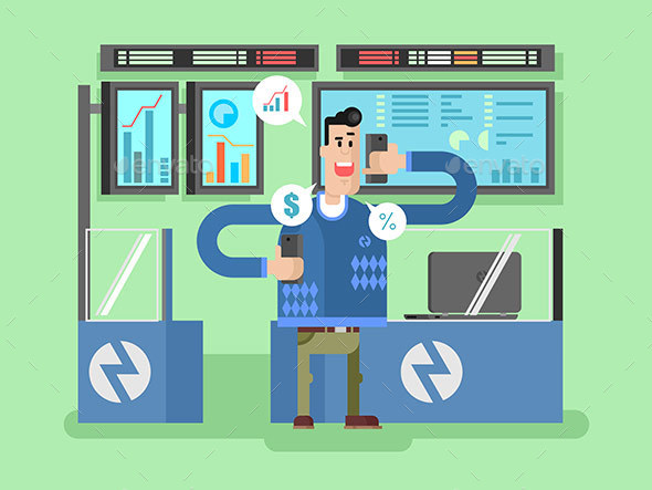 Stocks Broker Character - People Characters