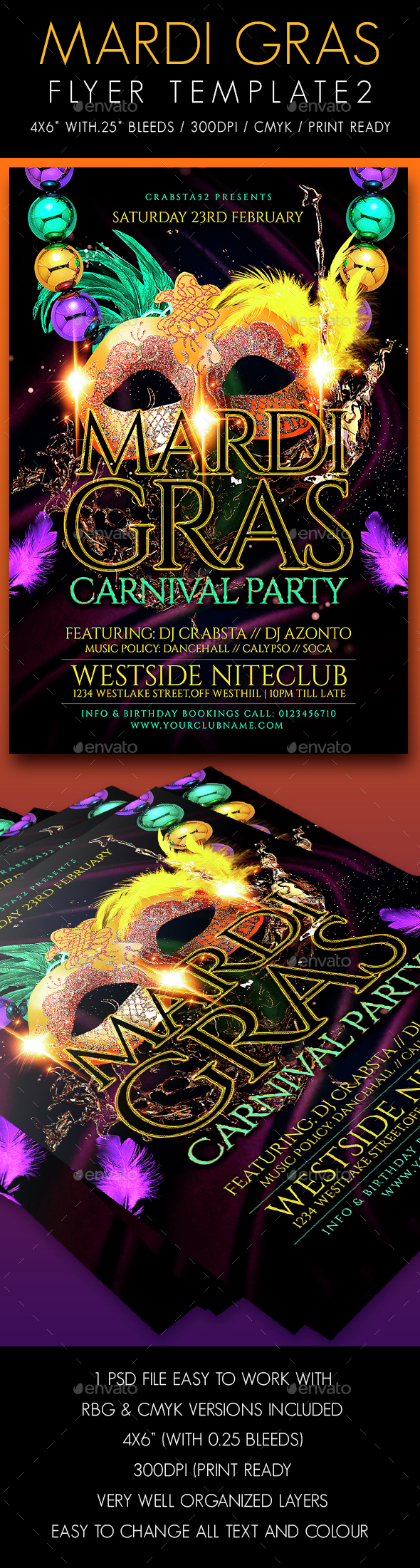 Mardi Gras Flyer Template 2 - Flyers Print Templates