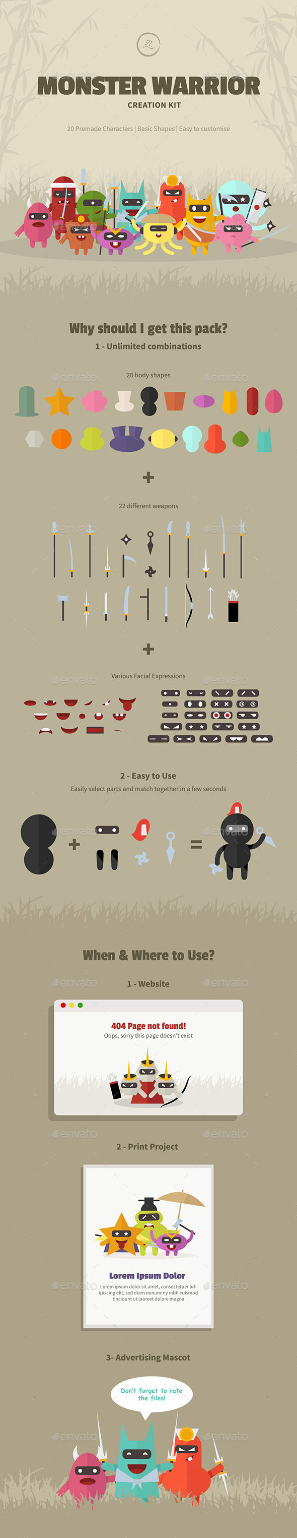 Monster Warrior Creation Kit - Monsters Characters