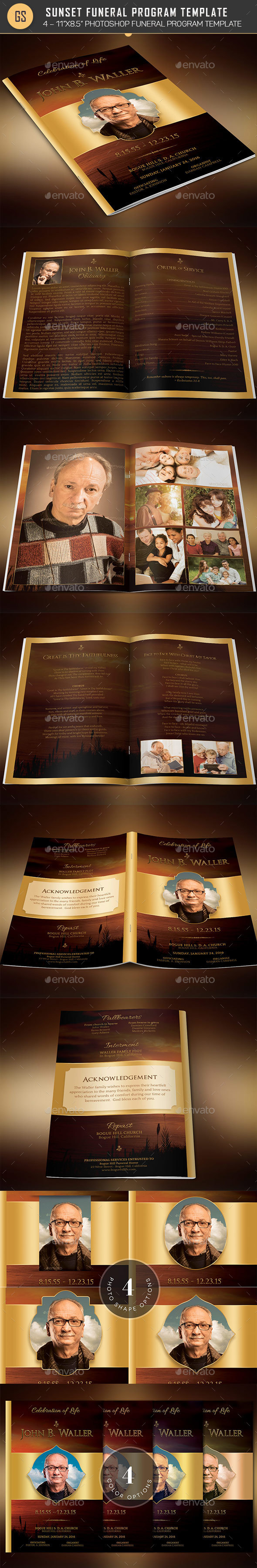 Sunset Funeral Program Template - Informational Brochures