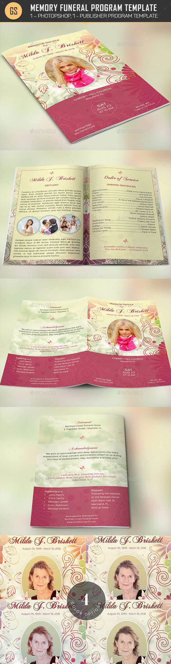 Memory Funeral Program Template - Informational Brochures
