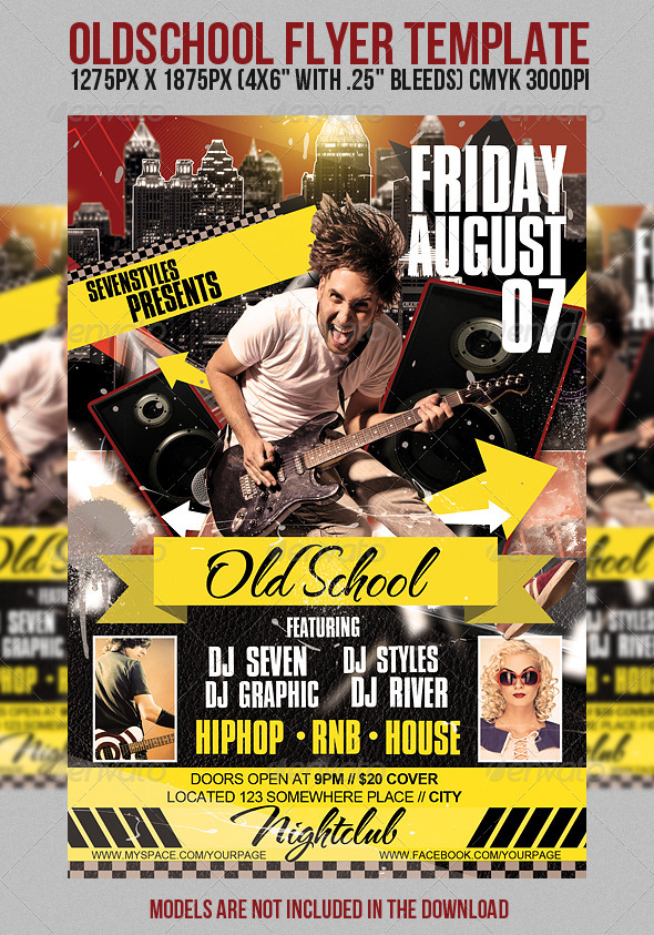 OldSchool Flyer Template - Clubs & Parties Events