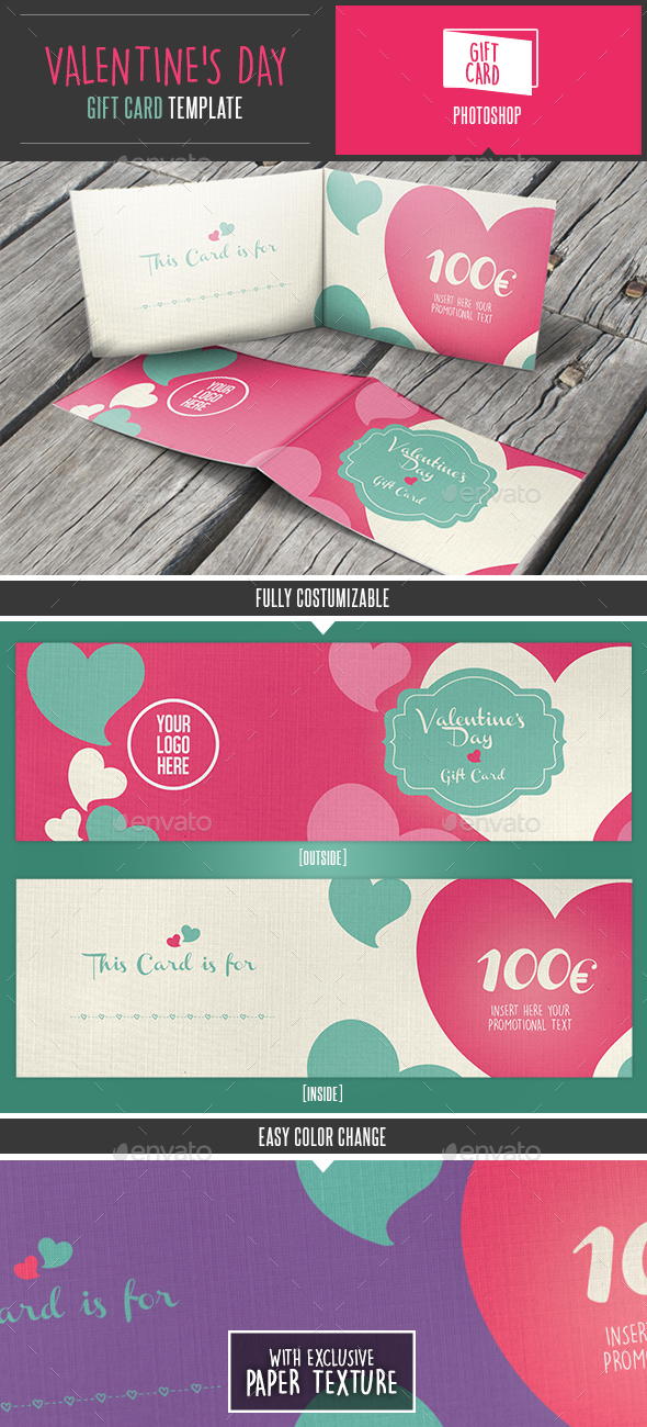 Valentine's Day Gift Card / Coupon Template - Loyalty Cards Cards & Invites