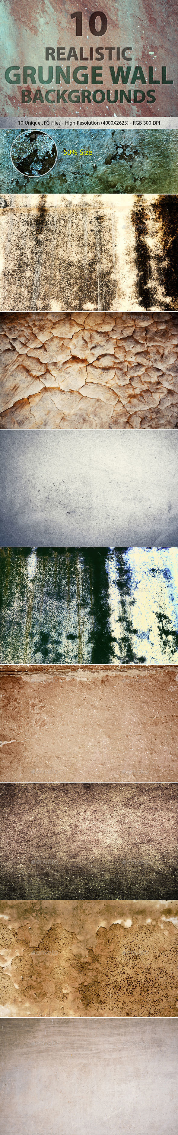 Realistic Grunge Wall Backgrounds - Backgrounds Graphics