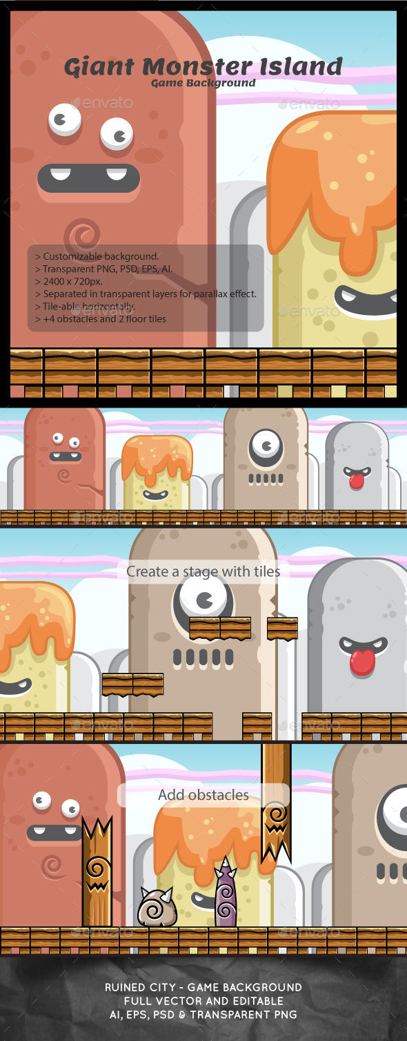 Giant Monster Island Game Background - Backgrounds Game Assets