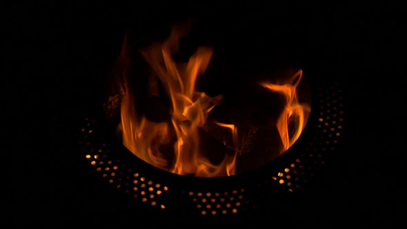 Wood in a Fire at Night