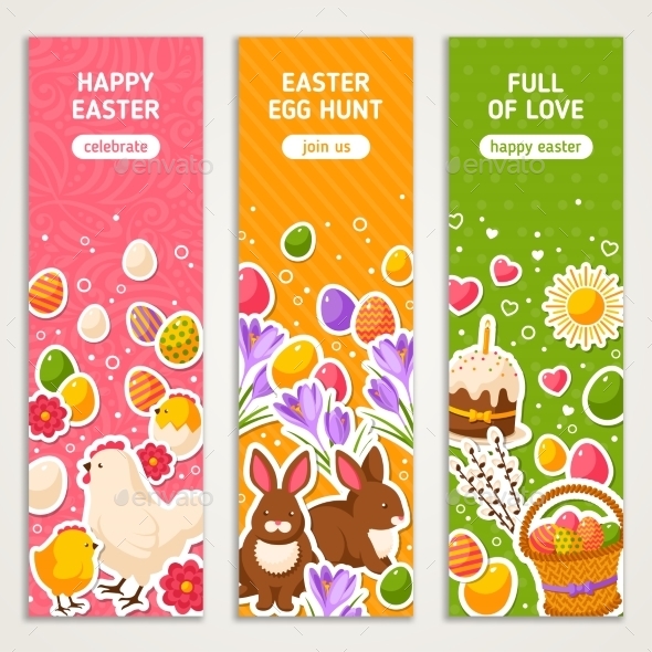 Happy Easter Vertical Banners Set - Miscellaneous Seasons/Holidays