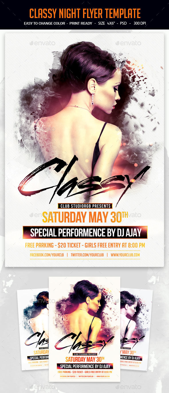 Classy Night Flyer Template - Clubs & Parties Events