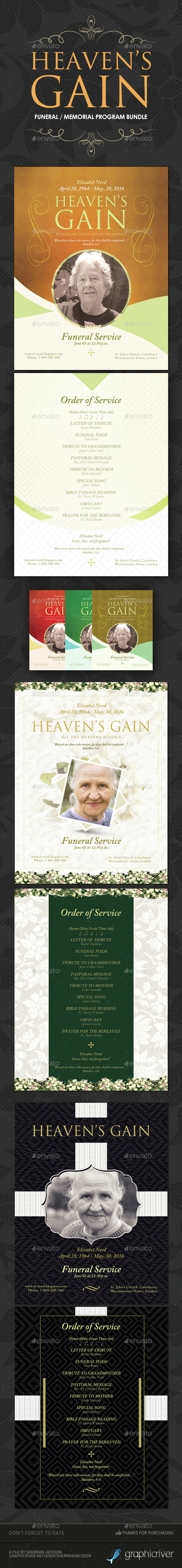 Funeral / Memorial Program Templates - BUNDLE - Miscellaneous Print Templates