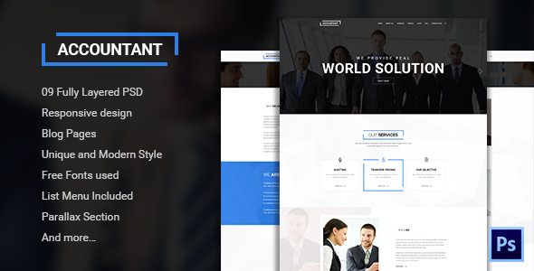 Accountant - Bootstrap PSD Template - Corporate PSD Templates