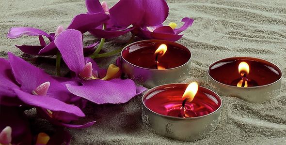 Candles & Pink Orchid on The Sand