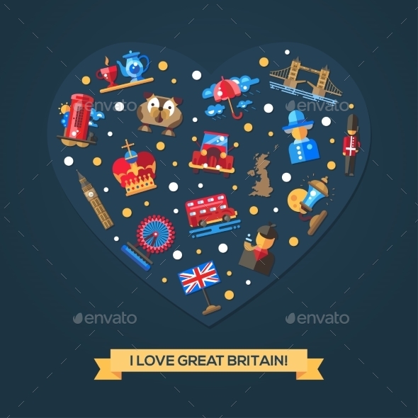 I Love Great Britain Heart Card - Travel Conceptual