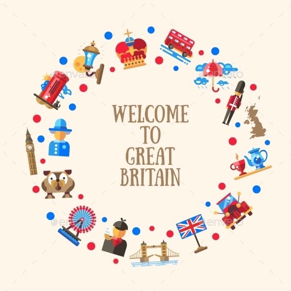 Welcome To Great Britain Circle Card - Travel Conceptual