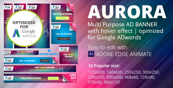 HTML5 Animated Banner Templates | «AURORA» | Edge Animate