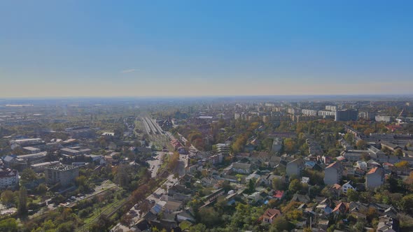 Panoramic Aerial View of Historic City Uzhhorod in a Beautiful Summer Day alt