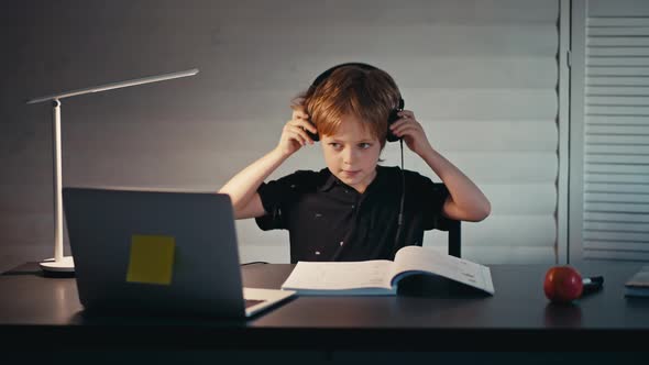 Back to School Online Learning Distance Lesson Education at Home Technology for Schoolboy alt