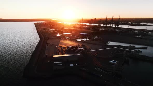Drone Over Industrial Harbour And Seaport Of Aarhus alt