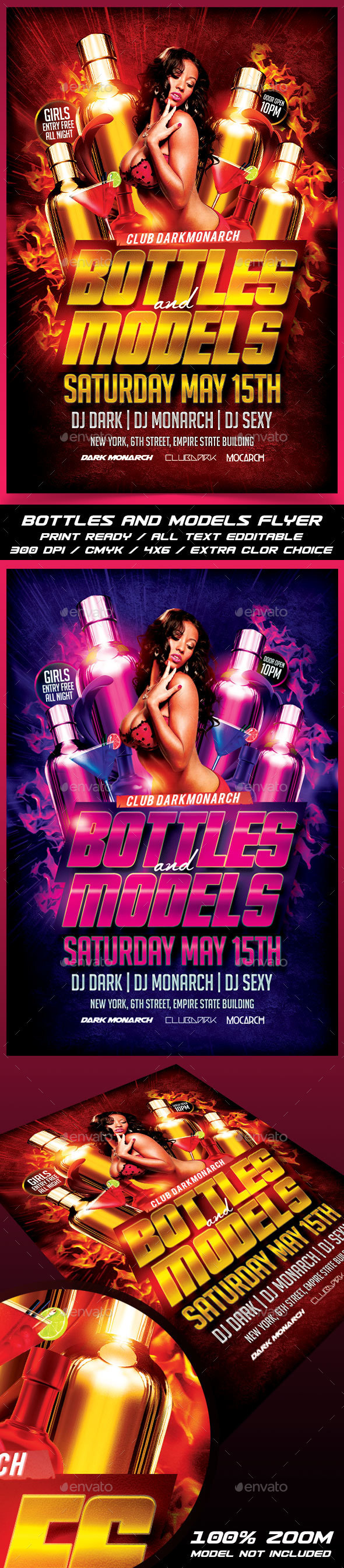 Bottles and Models - Events Flyers