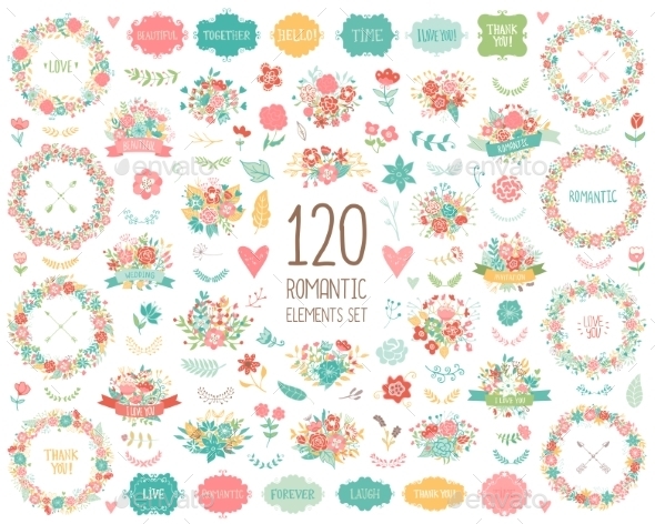 Wedding Vintage Elements Collection - Flowers & Plants Nature