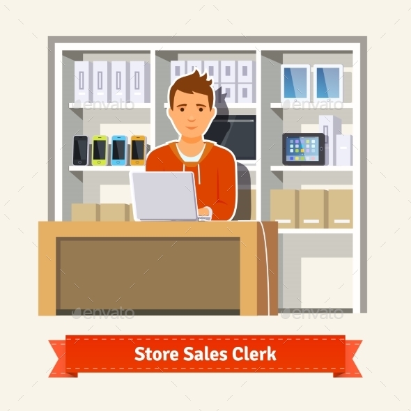 Sales Clerk Working With Customers - Retail Commercial / Shopping