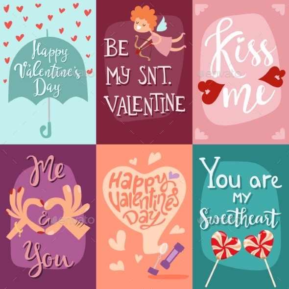 Happy Valentines Day Greeting Cards Vector - Valentines Seasons/Holidays