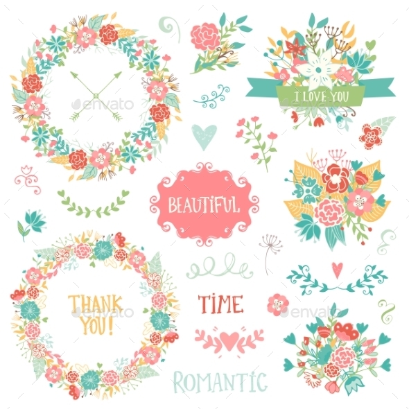 Wedding Vintage Elements Collection - Flowers & Plants Nature