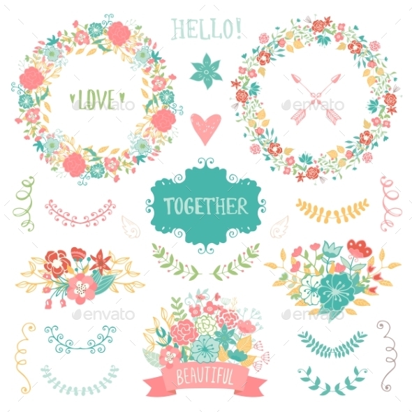 Wedding Vintage Elements Collection - Flowers & Plants Nature