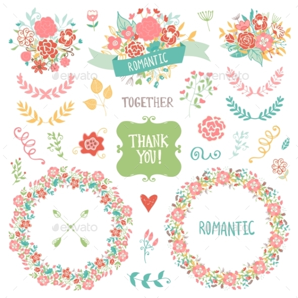 Wedding Vintage Elements Collection - Flowers & Plants Nature