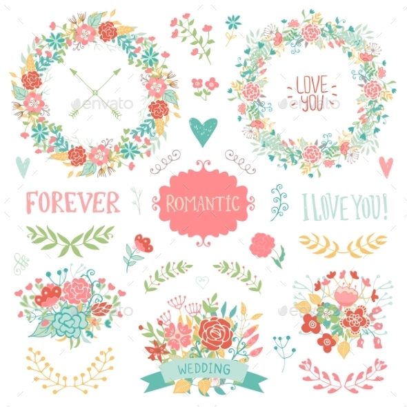 Wedding Vintage Elements Collection - Flowers & Plants Nature
