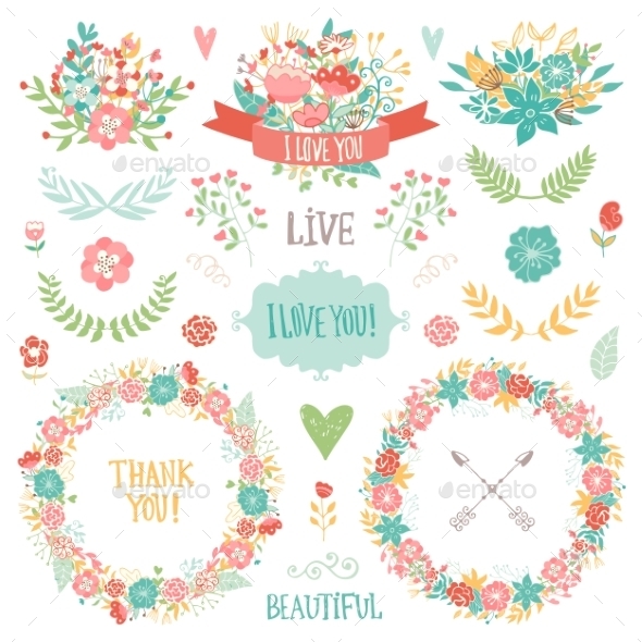 Wedding Vintage Elements Collection - Flowers & Plants Nature
