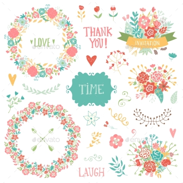 Wedding Vintage Elements Collection - Flowers & Plants Nature