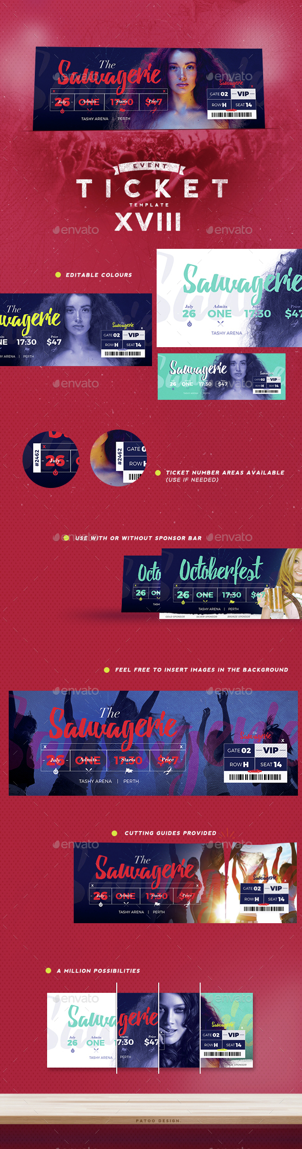 Event Tickets Template XVIII - Miscellaneous Print Templates