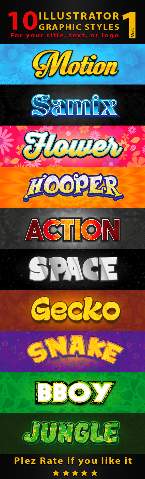 10 Illustrator Graphic Styles Vol.1 - Styles Illustrator
