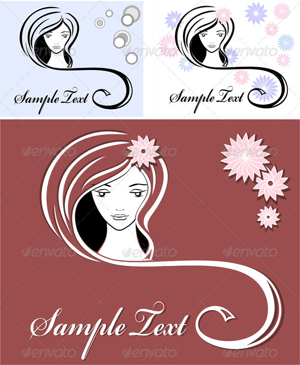 Girl advertising means of hair - Conceptual Vectors
