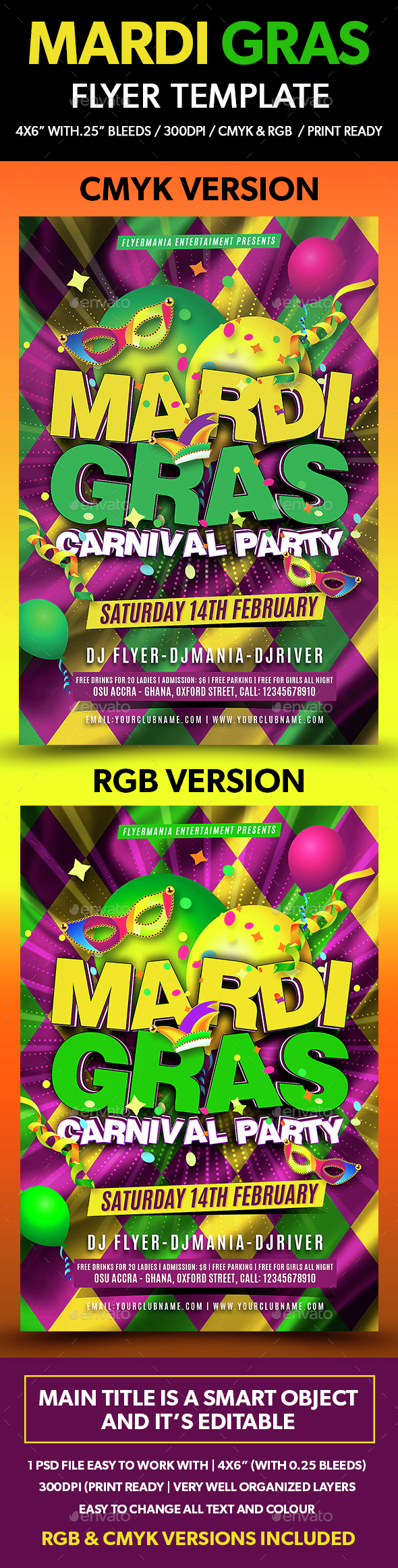 Mardi Gras Flyer Template - Flyers Print Templates