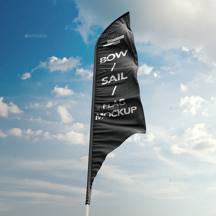 Download 3D Feather Flags / Bow / Sail Flag Mockup by sreda | GraphicRiver