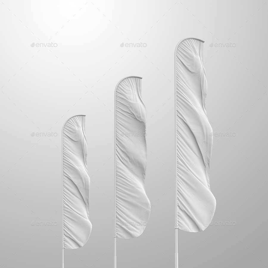 Download 3D Feather Flags / Bow / Sail Flag Mockup by sreda | GraphicRiver