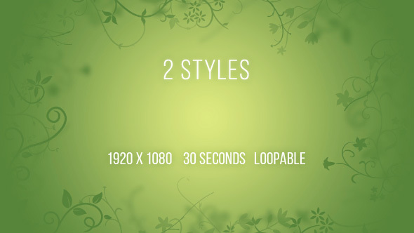 Animated Floral Background Soft Green - 2 Clips
