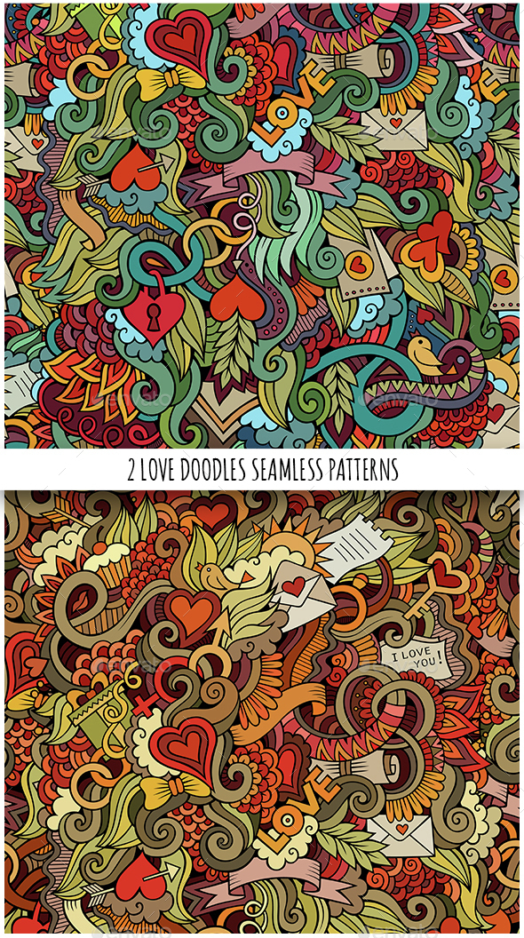 2 Love Doodles Seamless Pattern - Valentines Seasons/Holidays