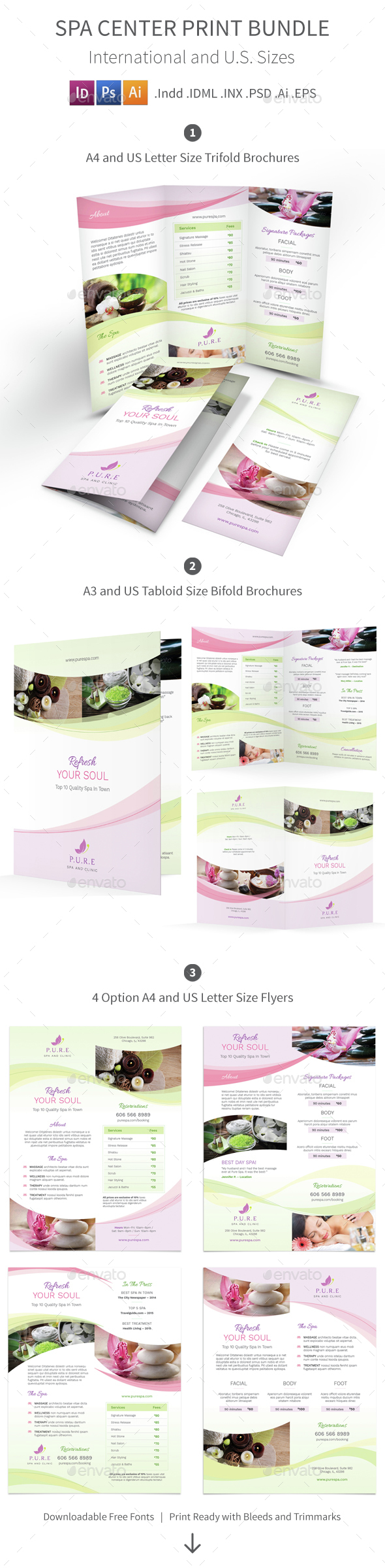 Spa Center Print Bundle - Informational Brochures