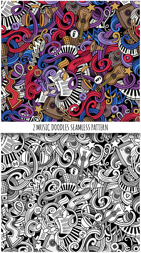 2 Doodles Music Seamless Pattern - Media Technology