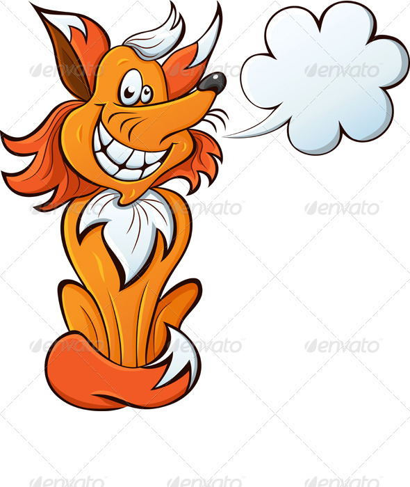 Vector Cartoon Red Fox Happy