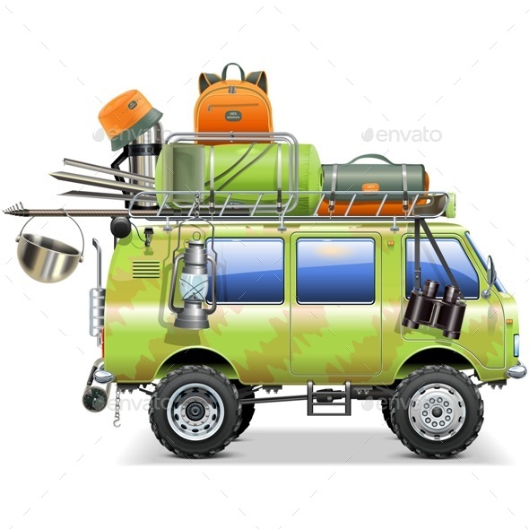 Travel Car with Camping Accessories - Travel Conceptual