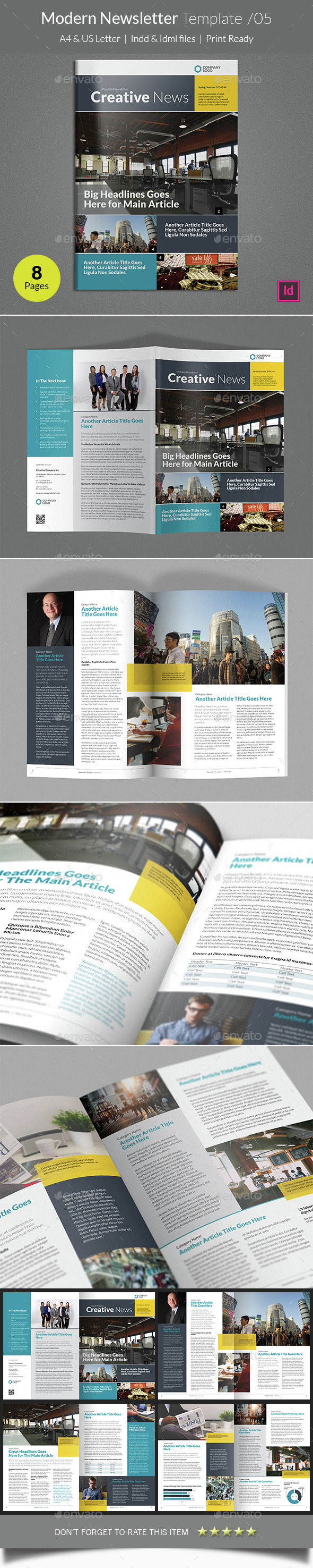 Modern Newsletter Template v05 - Newsletters Print Templates