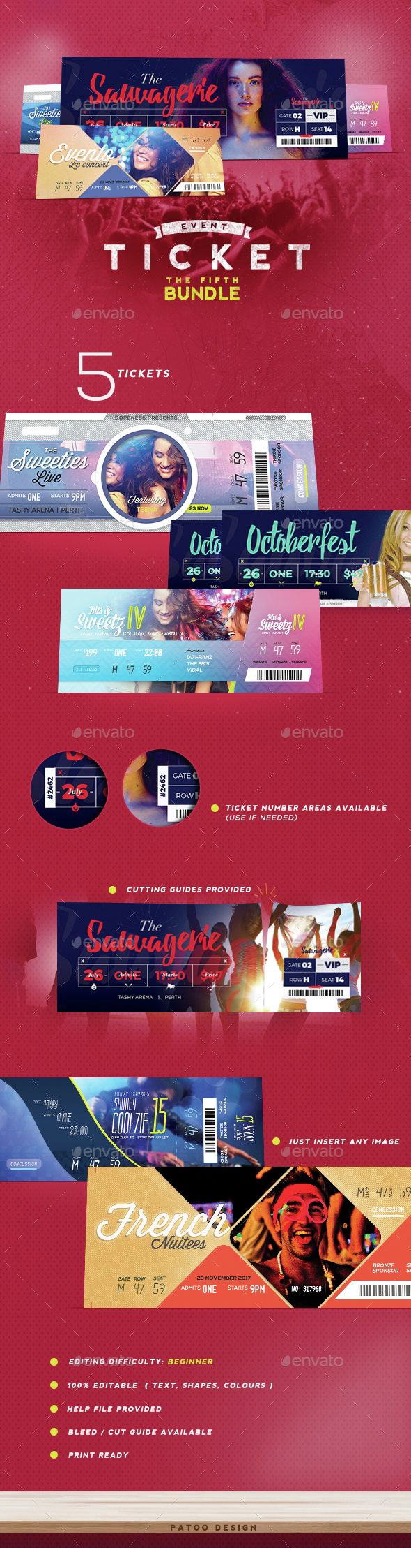 Event Tickets Bundle 5 - Miscellaneous Print Templates