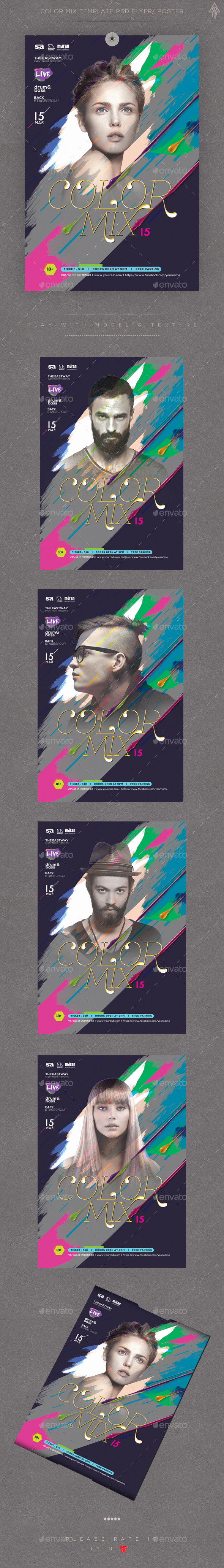 Color Mix Template PSD Flyer/ Poster - Clubs & Parties Events