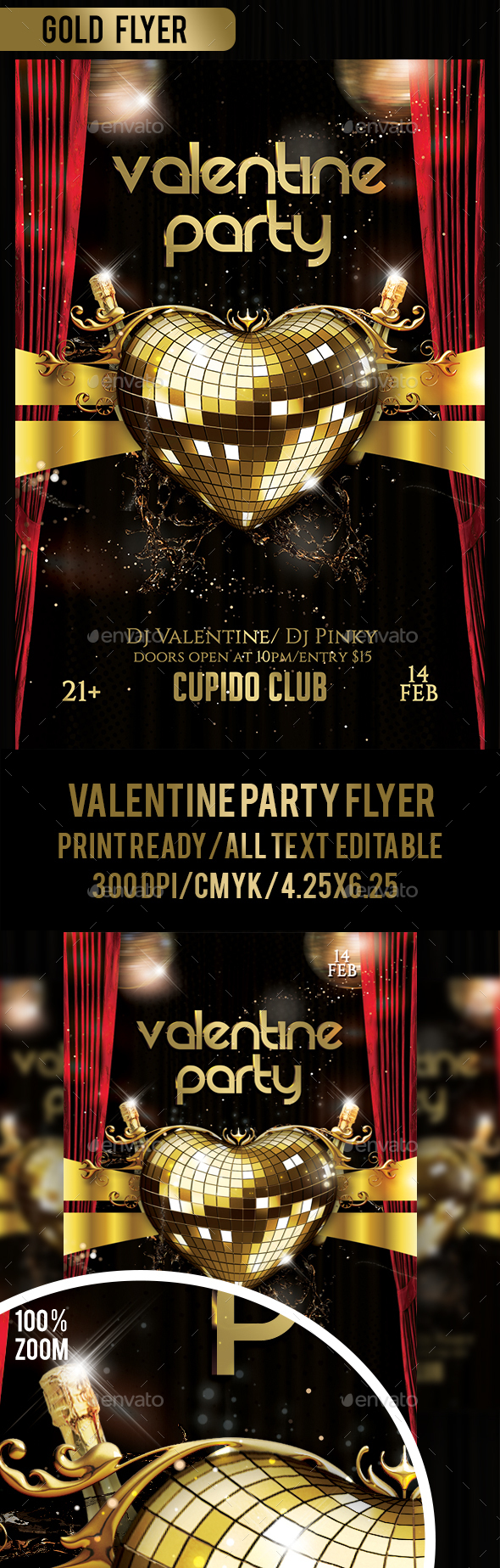 Valentine Gold Party Flyer - Clubs & Parties Events