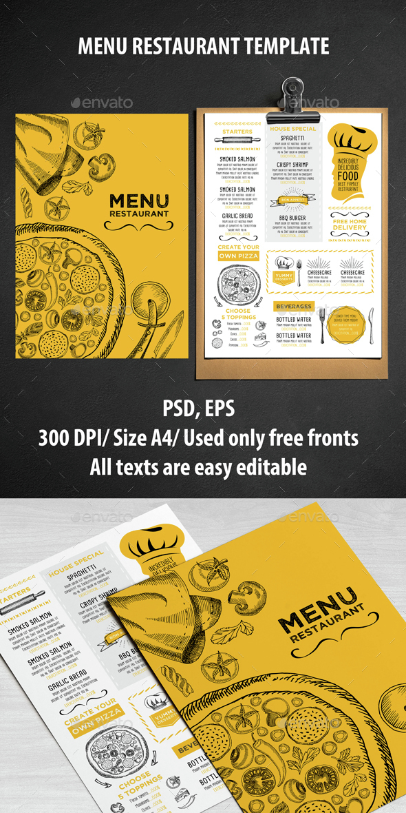 Cafe and Restaurant Template - Food Menus Print Templates