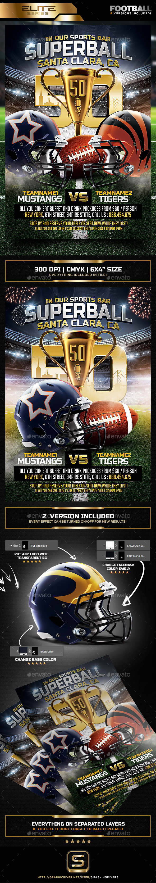 Super Ball American Football Flyer Template - Sports Events