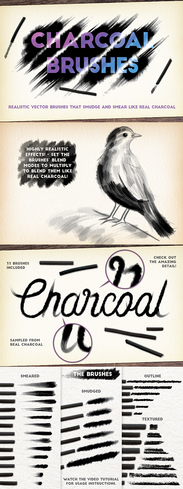 Charcoal Brushes - Brushes Illustrator